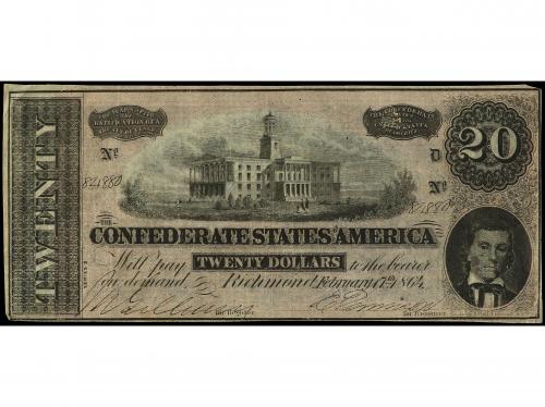 BILLETES EXTRANJEROS. 20 Dollars. 17 Febrero 1864. ESTADOS C