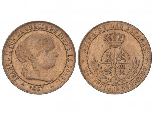 ISABEL II. 2 1/2 Céntimos de Escudo. 1867. SEGOVIA. O.M. 6,2