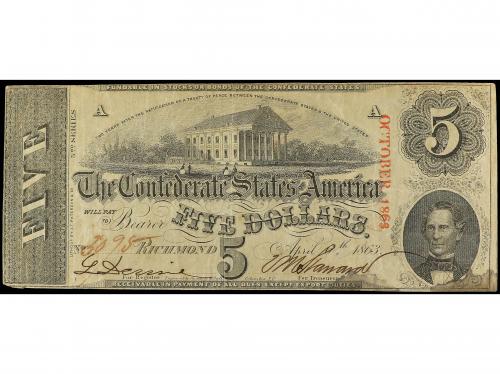 BILLETES EXTRANJEROS. 5 Dollars. 6 Abril 1863. ESTADOS UNIDO