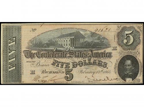 BILLETES EXTRANJEROS. 5 Dollars. 17 Febrero 1864. ESTADOS UN