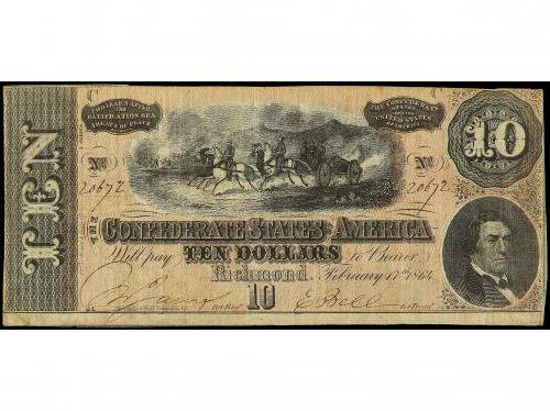 BILLETES EXTRANJEROS. 10 Dollars. 17 Febrero 1864. ESTADOS U