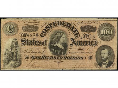 BILLETES EXTRANJEROS. 100 Dollars. 17 Febrero 1864. ESTADOS 