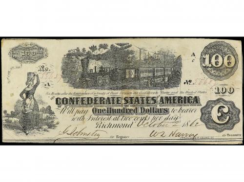 BILLETES EXTRANJEROS. 100 Dollars. 2 Octubre 1862. ESTADOS U