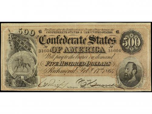 BILLETES EXTRANJEROS. 500 Dollars. 17 Febrero 1864. ESTADOS 