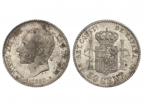 ALFONSO XII. 50 Céntimos. 1880 (*8-0). M.S.-M. (Leves oxida