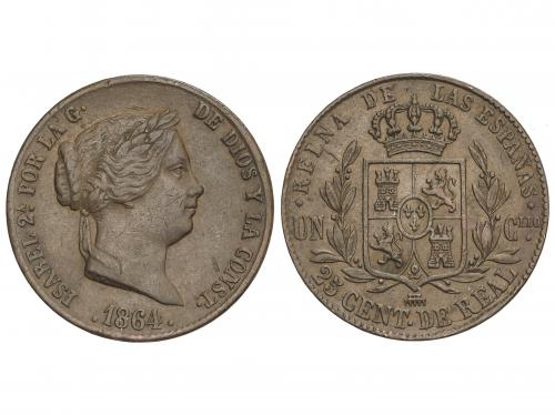 ISABEL II. 25 Céntimos de Real. 1864. SEGOVIA. 9,59 grs. (P