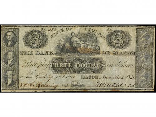 BILLETES EXTRANJEROS. 3 Dollars. 1 Noviembre 1831. ESTADOS U