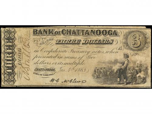BILLETES EXTRANJEROS. 3 Dollars. 1863. ESTADOS UNIDOS. BANK 
