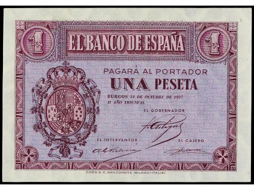 ESTADO ESPAÑOL. 1 Peseta. 12 Octubre 1937. Serie C. Ed-425a.