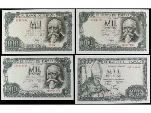 Lote 4 billetes 1.000 Pesetas (4). 1965 y 1971. 1965 San Isi
