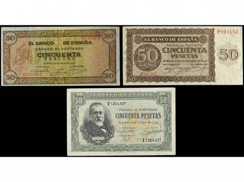 Lote 3 billetes 50 Pesetas. 1936, 1938 y 1940. 50 Pesetas 21