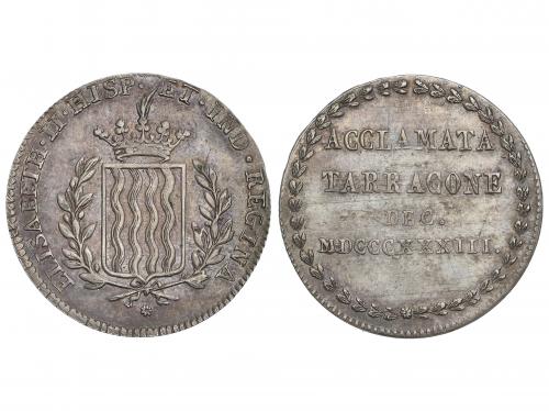 ISABEL II. Medalla Proclamación. 1833. TARRAGONA. 5.32 grs.