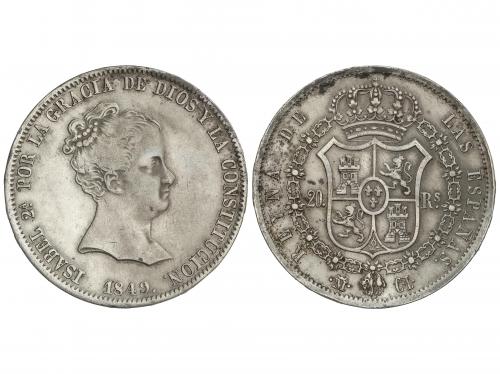 ISABEL II. 20 Reales. 1849. MADRID. C.L. 26,12 grs. (Oxidaci