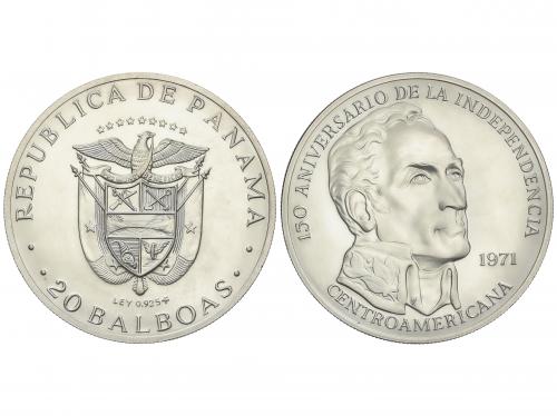 PANAMÁ. 20 Balboas. 1971. 130,33 grs. AR. Simón Bolívar. KM-