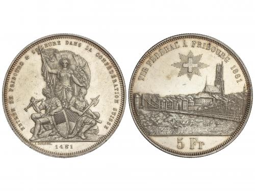 SUIZA. 5 Francs. 1881. FESTIVAL DE TIRO. FRIBOURG. 24,89 grs