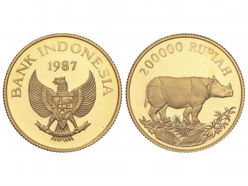 INDONESIA. 200.000 Rupiah. 1987. 10,29 grs. AU. Vida salvaje