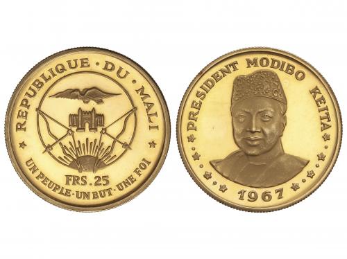 MALI. 25 Francs. 1967. 8,01 grs. AU. Presidente Modibo Keita