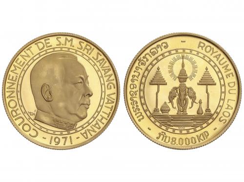 LAOS. 8.000 Kip. 1971. 7,95 grs. AU. Coronación rey Savng Va