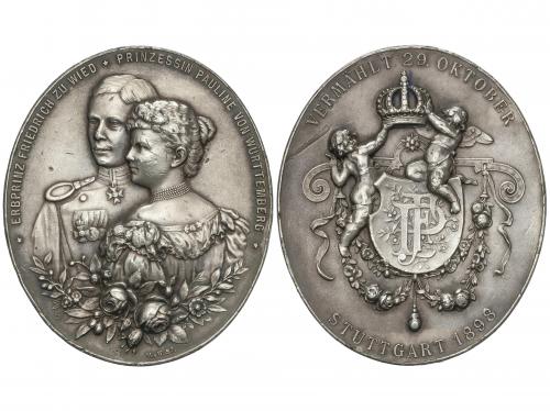 ESTADOS ALEMANES. Medalla Matrimonio Wilhelm Friedrich con P