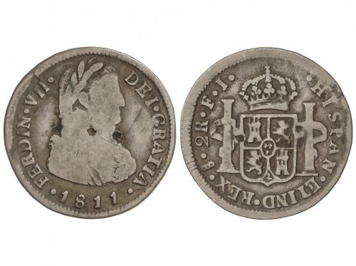FERNANDO VII. 2 Reales. 1811. SANTIAGO. F.J. 6,35 grs. Busto
