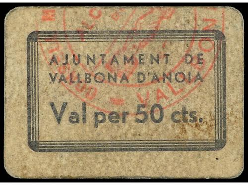 CATALUNYA. 50 Cèntims. Aj. de VALLBONA D&#39;ANOIA. Cartón. (Alg