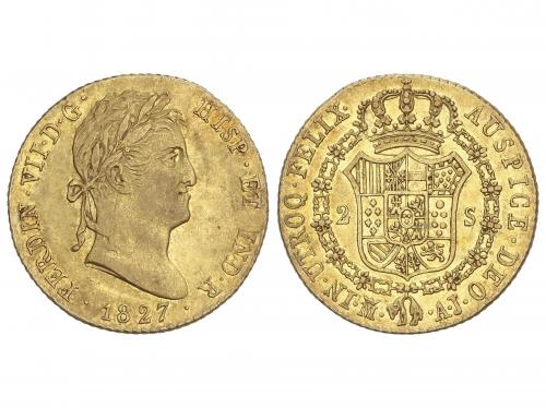 FERNANDO VII. 2 Escudos. 1827. MADRID. A.J. 6,72 grs. Restos