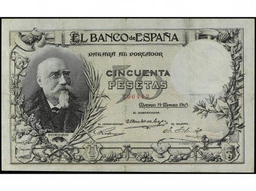 BANCO DE ESPAÑA. 50 Pesetas. 19 Marzo 1905. Echegaray. (Repa