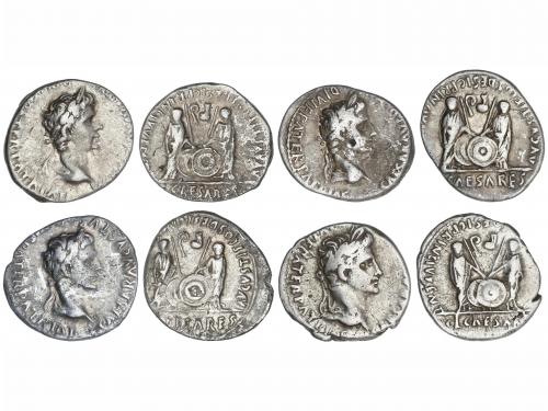 IMPERIO ROMANO. Lote 4 monedas Denario. Acuñadas el 7-6 a.C.