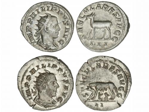 IMPERIO ROMANO. Lote 2 monedas Antoniniano. Acuñadas el 248 