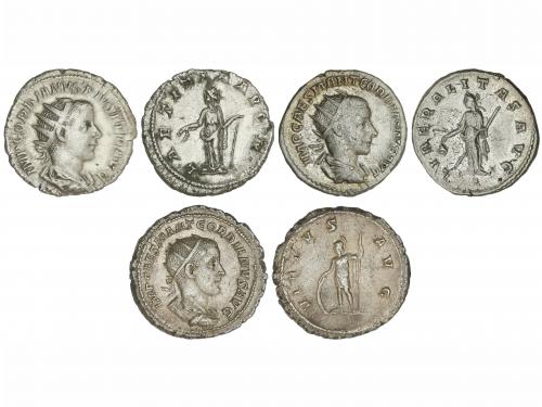 IMPERIO ROMANO. Lote 3 monedas Antoniniano. Acuñadas el 238-