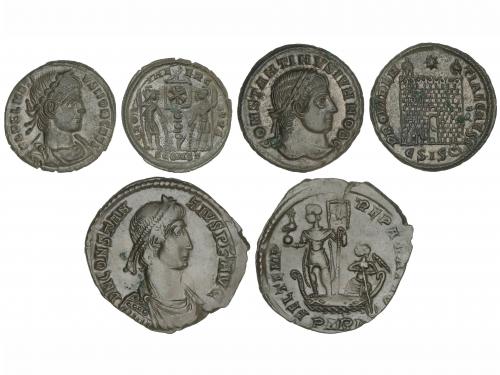 IMPERIO ROMANO. Lote 3 monedas Follis. CONSTANCIO II, CONSTA