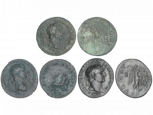 IMPERIO ROMANO. Lote 3 monedas As. Acuñadas el 98-117 d.C. T
