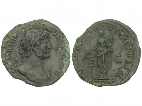 IMPERIO ROMANO. Sestercio. 118 d.C. ADRIANO. Anv.: IMP. CAES