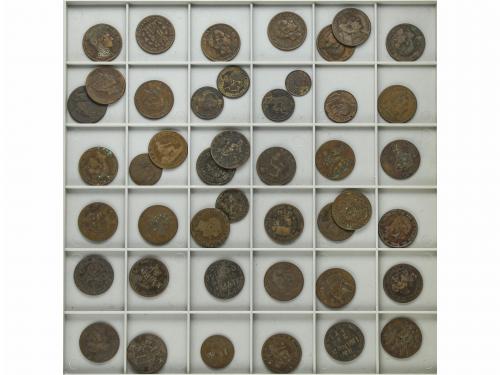 LOTES CENTENARIO. Lote 44 monedas 2 a 10 Céntimos. 1870 a 19