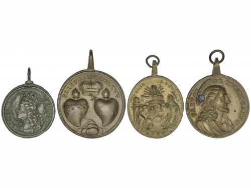 MEDALLAS ESPAÑOLAS. Lote 4 medallas. Siglo XVIII - XIX. Br. 
