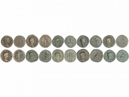 IMPERIO ROMANO. Lote 10 monedas Sestercio. Acuñada el 222-23