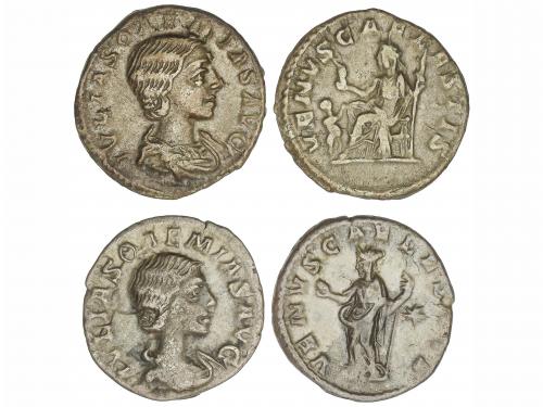 IMPERIO ROMANO. Lote 2 monedas Denario. Acuñadas el 222 d.C.