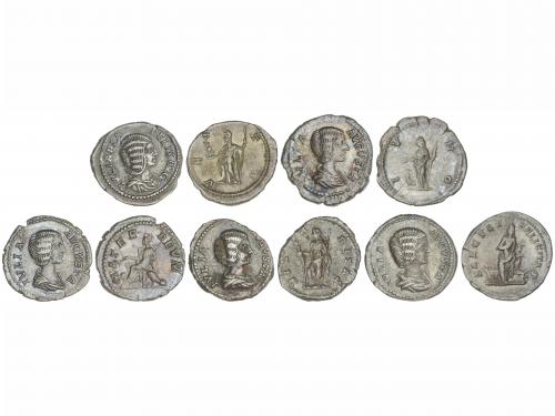 IMPERIO ROMANO. Lote 5 monedas Denario. Acuñadas el 196-211 