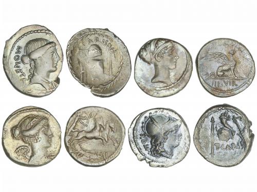 REPÚBLICA ROMANA. Lote 4 monedas Denario. 46 a.C. CARISIA. A