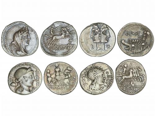 REPÚBLICA ROMANA. Lote 4 monedas Denario. FABIA (2), FARSULE
