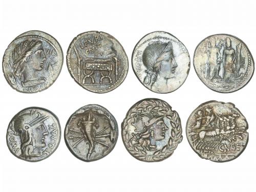 REPÚBLICA ROMANA. Lote 4 monedas Denario. EGNATIA, FABIA, FU