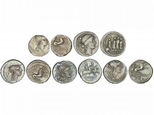REPÚBLICA ROMANA. Lote 5 monedas Denario. 149-54 a.C. JUNIA.
