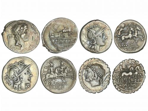 REPÚBLICA ROMANA. Lote 4 monedas Denario. JUVENTIA, MARCIA (