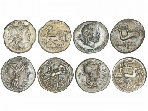 REPÚBLICA ROMANA. Lote 4 monedas Denario. LUCRETIA, MAIANIA,