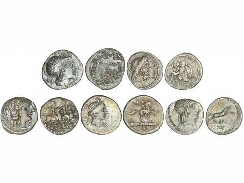 REPÚBLICA ROMANA. Lote 5 monedas Denario. LUCRETIA, LUTATIA,