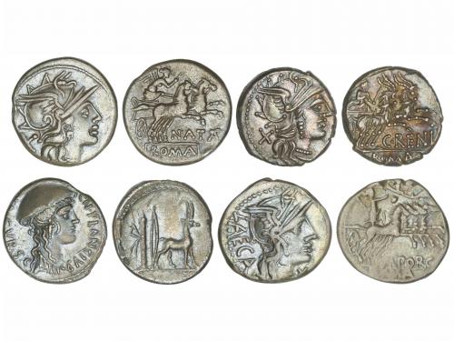 REPÚBLICA ROMANA. Lote 4 monedas Denario. PINARIA, PLANCIA, 