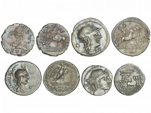 REPÚBLICA ROMANA. Lote 4 monedas Denario. PLAETORIA, POSTUMI