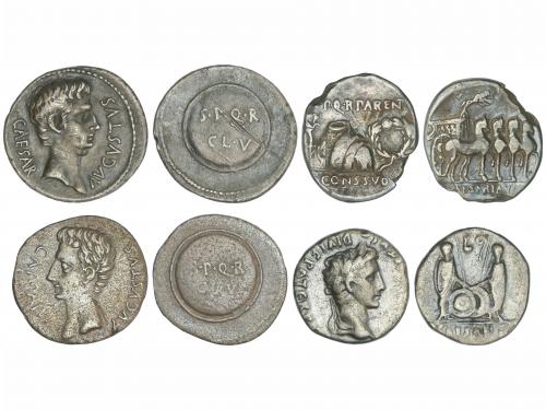 IMPERIO ROMANO. Lote 4 monedas Denario. AUGUSTO. AR. Pátina.