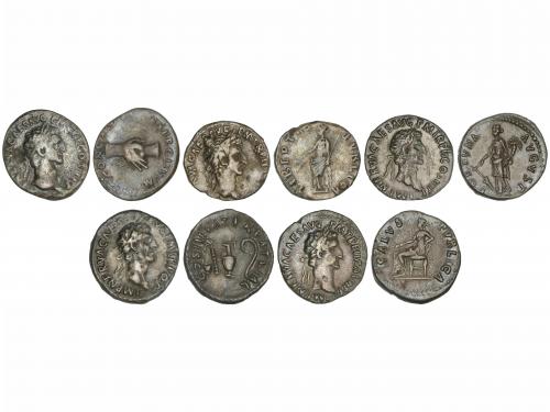 IMPERIO ROMANO. Lote 5 monedas Denario. Acuñadas el 96-98 d.