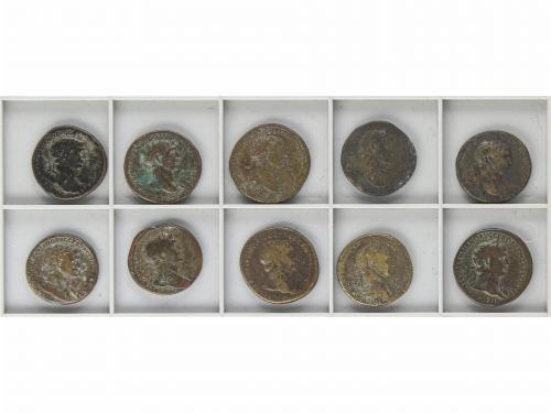 IMPERIO ROMANO. Lote 10 monedas Sestercio. Acuñada el 98-117